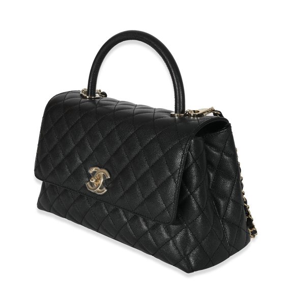 Chanel Black Quilted Caviar Medium Coco Top Handle Flap Bag - Picture 2 of 8